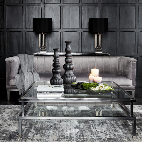 Libra Belgravia Grey Three Seater Ribbed Sofa